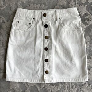 Billabong white denim skirt size 25 with button front